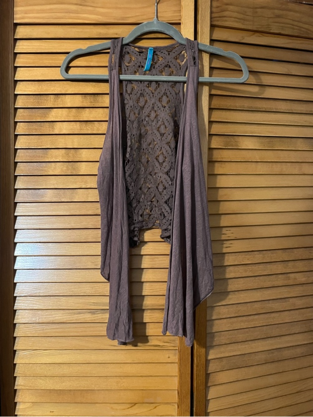Brown Rayon Vest with Draped Sides